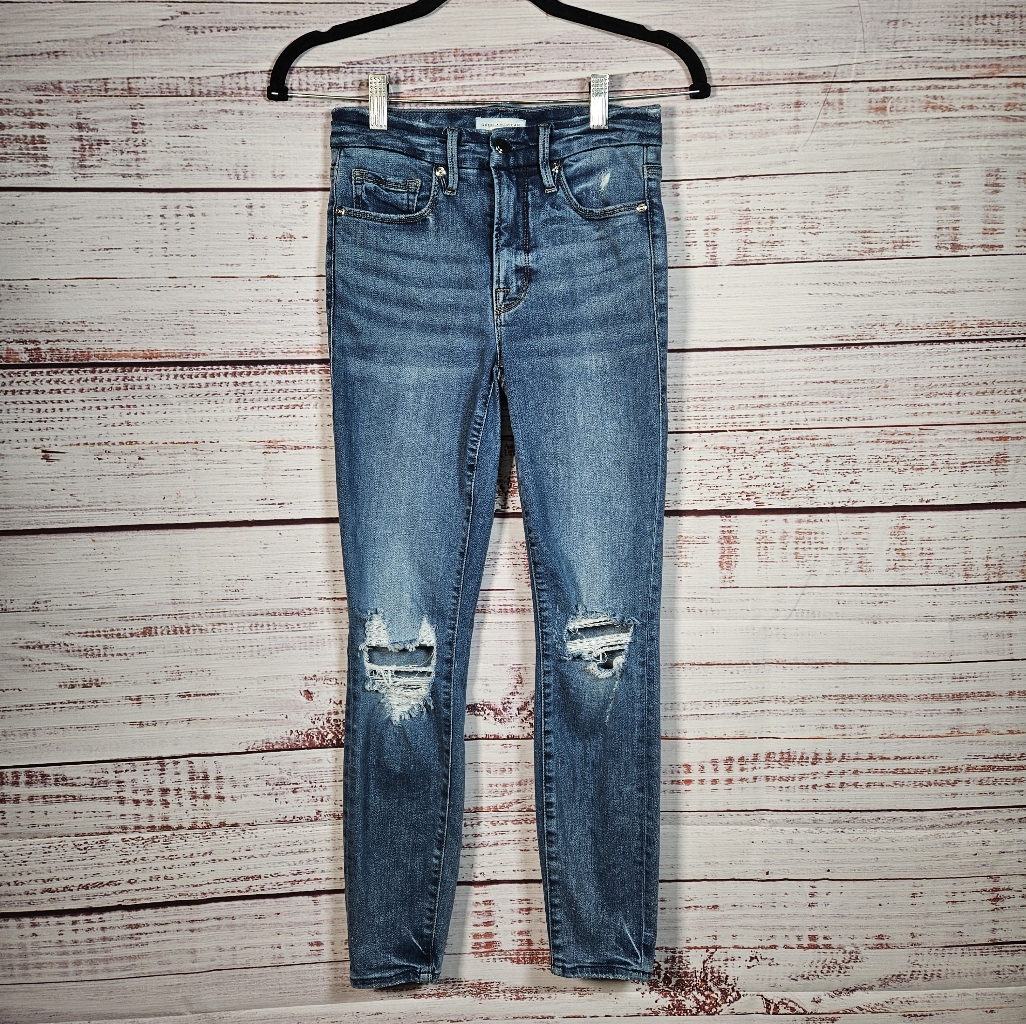 Good American Good Leg Cropped Distressed Skinny Jeans